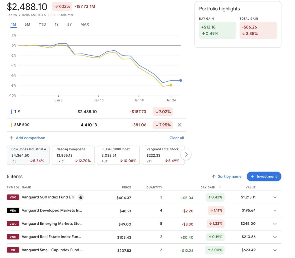 Google Finance Portfolio
