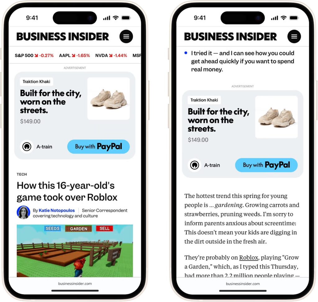 An example of off-site ads